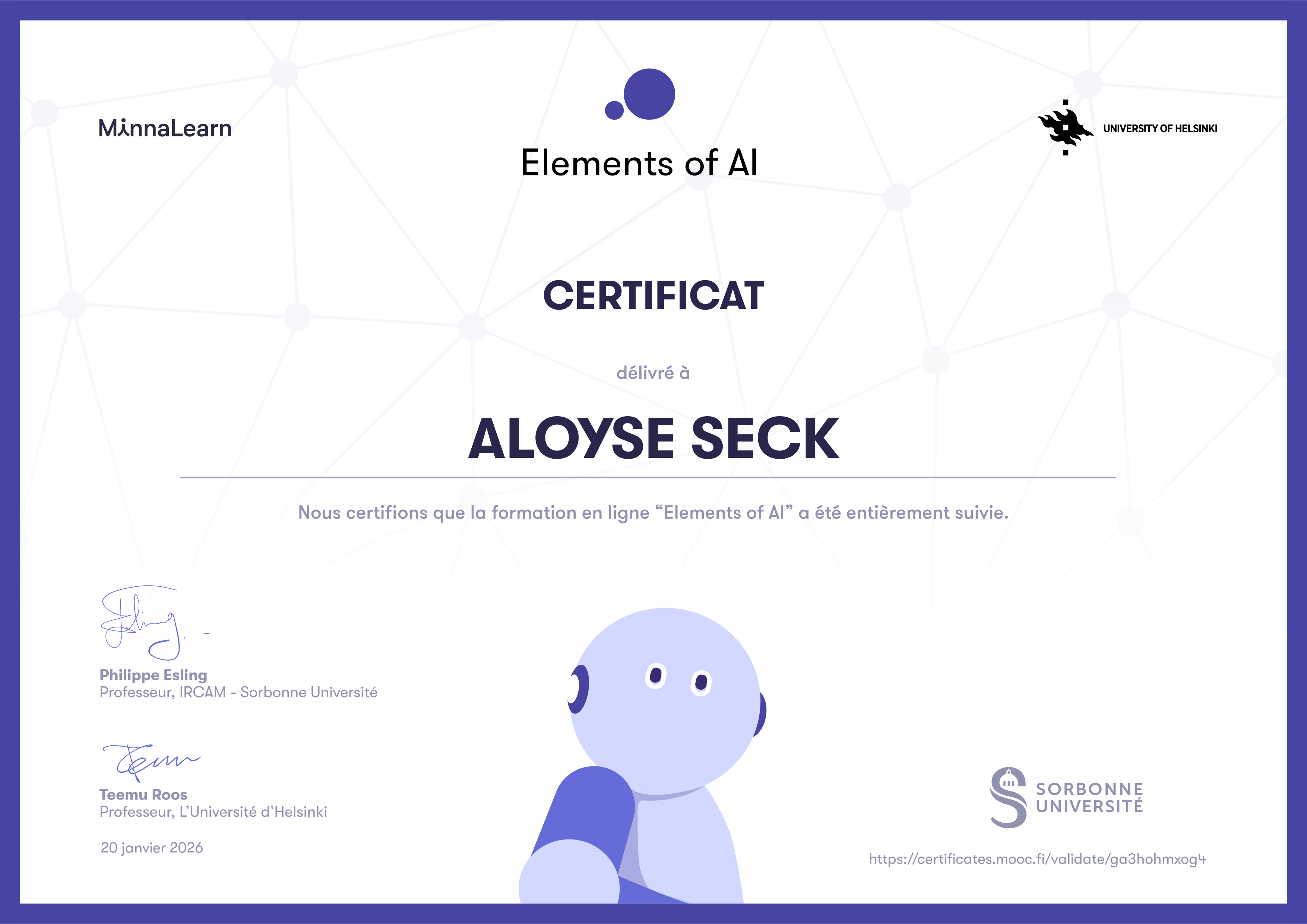 Certificats et Certifications