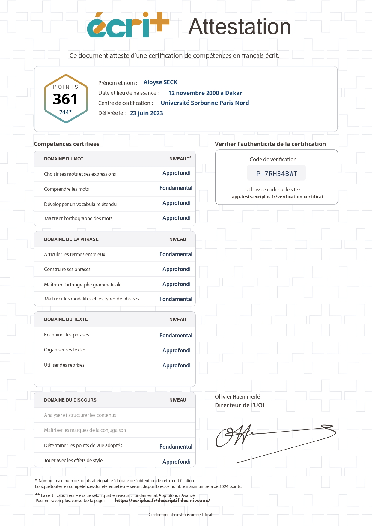 Certificats et Certifications